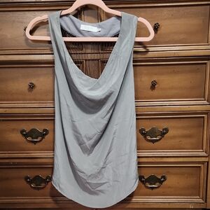 MM Couture Light Gray Draped Cowl Neck Tank Top